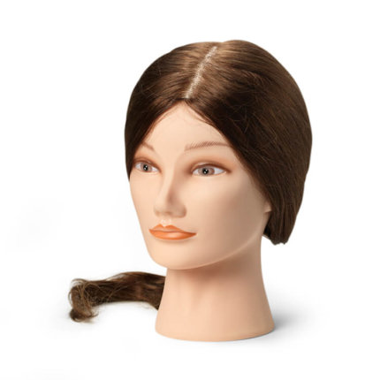 Foto Manekena galva frizieriem L 45-50cm dabīgi, brūni mati 9861