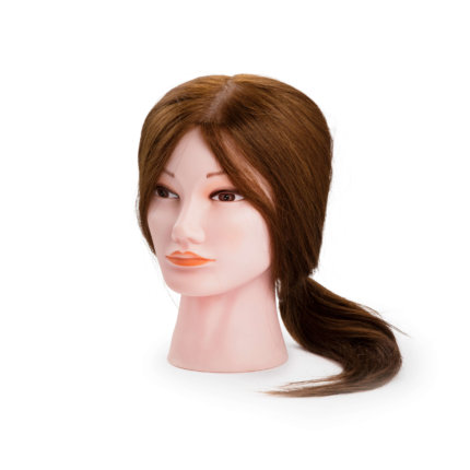 Foto Manekena galva sintētiski mati M 35-40cm, brūni, 9868