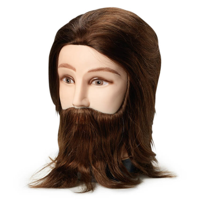 Foto Manekena galva frizieriem vīriešu 20cm dabīgi, brūni mati 9862
