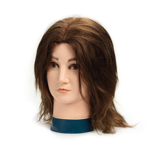 Foto Manekena galva frizieriem vīriešu 20cm dabīgi, brūni mati 9864