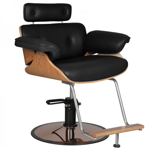 Foto GABBIANO FLORENCE Z melns frizieru krēsls ar regulējamu pagalvi 1